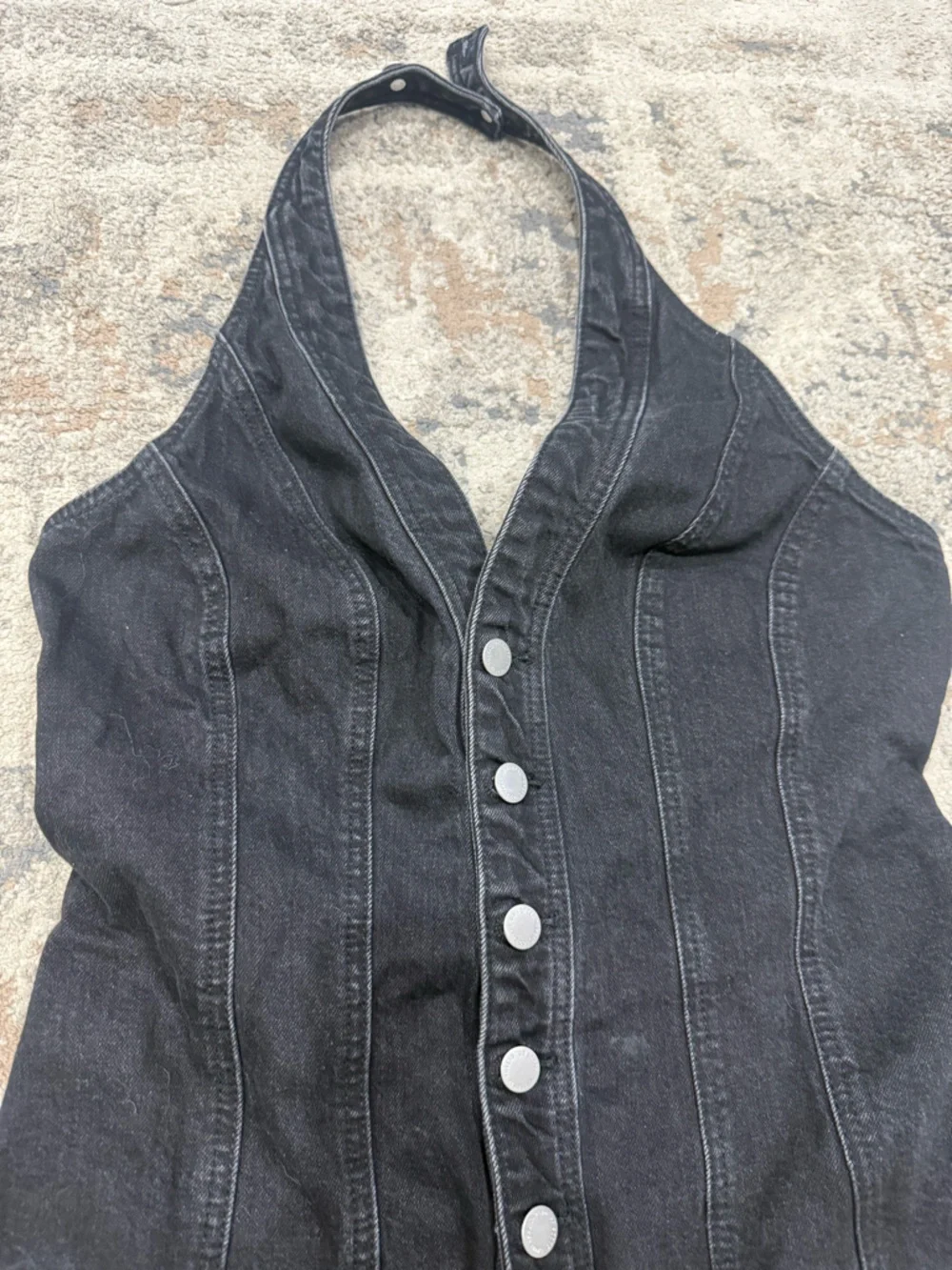 Universal Thread Black Halter Denim Romper - Picture 6 of 8